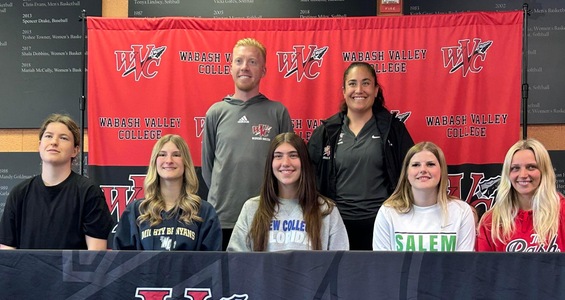 Front row (L to R) Zoe Mueller, Lucia Blaha, Layla Miller, Armani Fulton, Lexi Blasberg. Back row is coaches Patrick Harris and Laura Bisogni. Photo courtesy of Michelle Woods