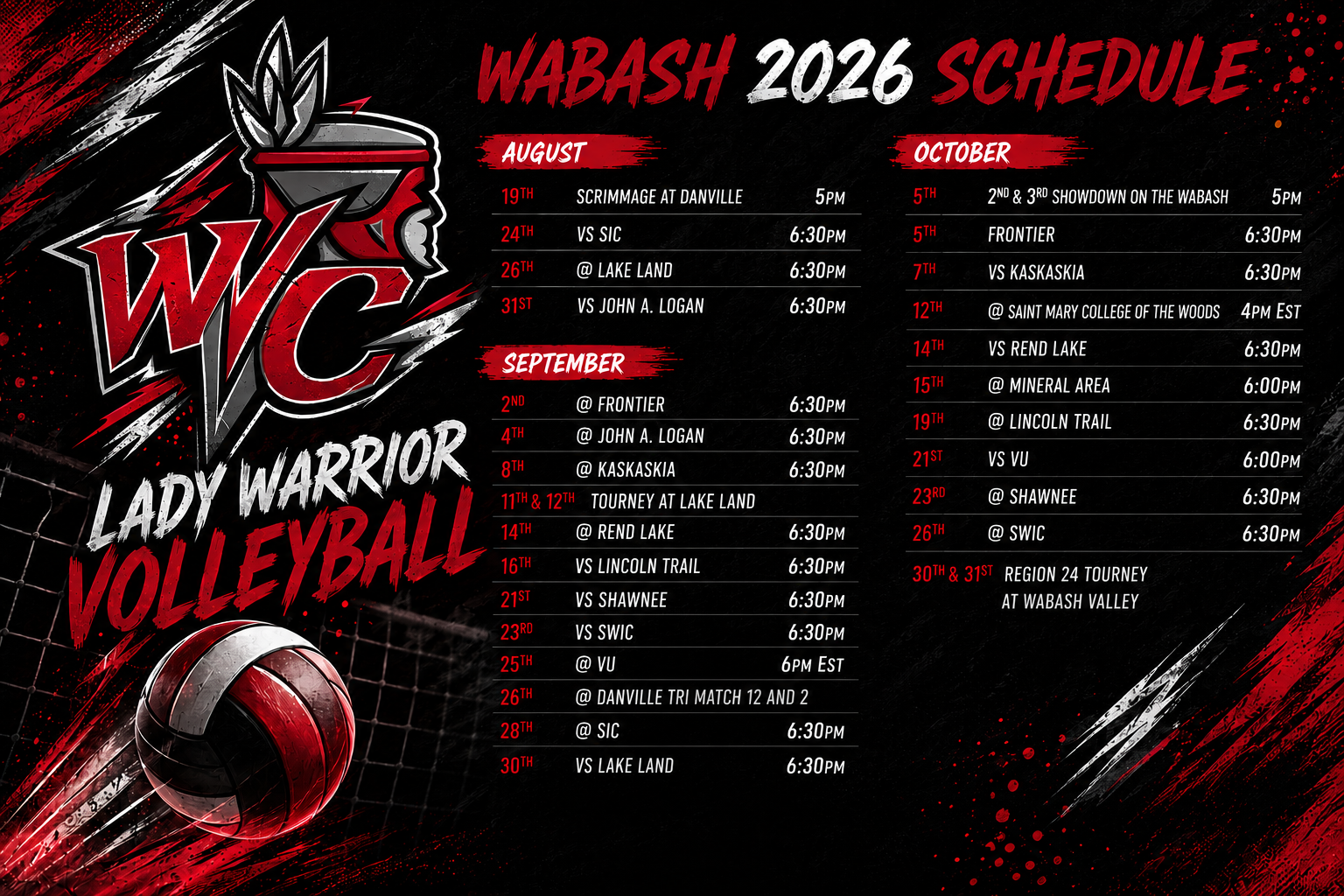 2026 Volleyball Schedule